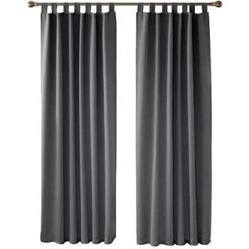 Deconovo Thermo-Vorhänge Schlaufen 175x140 cm Dunkelgrau 2er Set