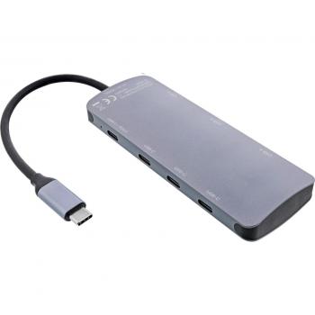 Hub USB in Alluminio Grigio, 4x USB-C, 3x USB-A, 100W PD