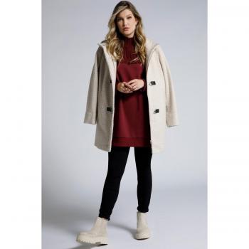 Ulla Popken Montgomery Colletto Alto e Alamari Beige 64/66