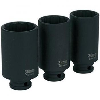 Sealey SX051 | Impact Hub Nut Socket Set 3pc 12-Point 1/2Sq Drive
