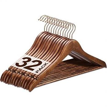 Premium Walnut Clothing Hangers – 32 Count