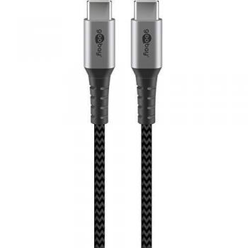 Goobay USB-C auf USB-C Textilkabel mit Metallsteckern (space grau/silber) 2 m