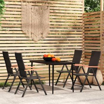 Conjunto de Jantar de Jardim 5 Peças Cor Preto vidaXL