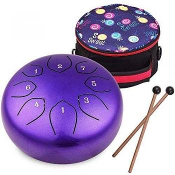 Steel Tongue Drum 6 inches 8 Notes Percussion Instrument C-Key Handpan Drum with Bag,Couple of Mallets Wiping Cloth for Musical Education Concert Yoga