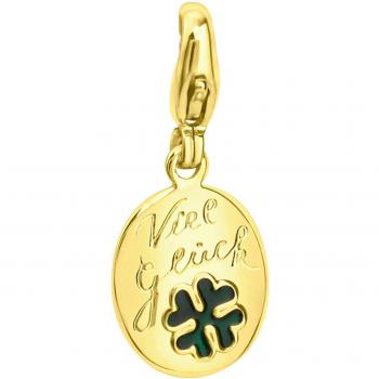 Goldener Charm-Einhänger »Schmuck Geschenk« mit Kleeblatt