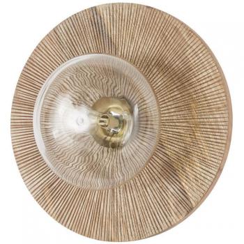 Applique en bois gravé avec globe en verre