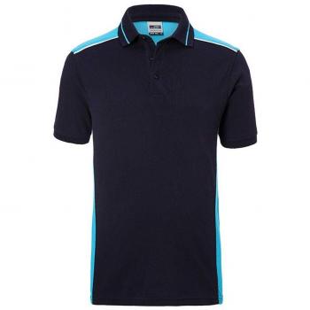 James and Nicholson Men's Workwear Level 2 Polo Shirt (S) (Navy/Turquoise)
