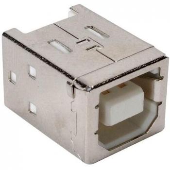 Conector USB B Fêmea 180° para Placa de Montagem