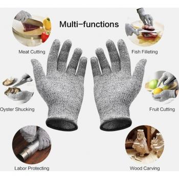 Gants de sécurité pour jardinage, 5 gants gris, résistants aux coupures