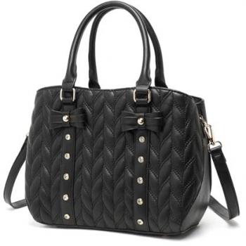 Miss Lulu Borsa da Lavoro/Scuola/Viaje – Tracolla Trapuntata Nera