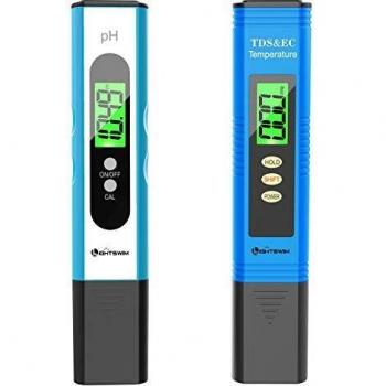 Lightswim Tester della qualità dell'Acqua, misuratore di PH con risoluzione ad Alta precisione 0,01 e misuratore di Temperatura 3 in 1 TDS + EC + per Acqua Potabile, Acquario, Piscina, Sp