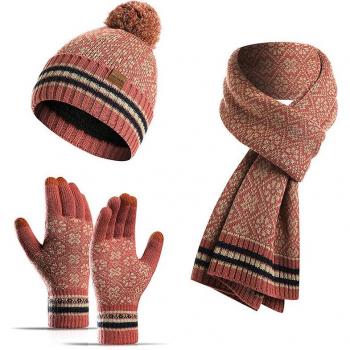 Accesorio cálido de invierno para hombre y mujer: set de gorro, bufanda y guantes de terciopelo