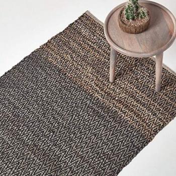 Recycled Leather Handwoven Herringbone Rug, 120 x 180 cm