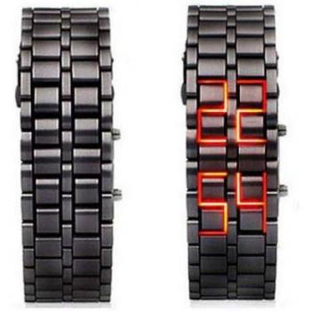 Tike Toker Men's Black Full Metal LED Wrist Watch