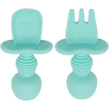 Ustensiles de repas pour bébé, fourchette et cuillère en silicone, lot de 2 pièces