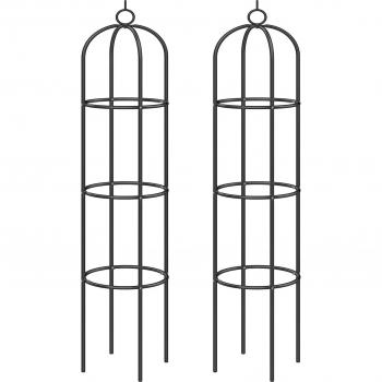Set de 2 colonnes en métal noir pour rosiers et plantes grimpantes 200x40cm