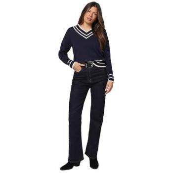 Wallis Women's Small Navy V-Shape Ribbed Tipped Jumper