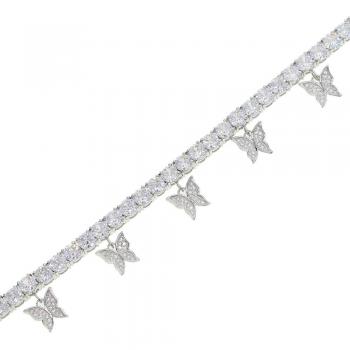 Chaîne de pied « Pink Butterfly » 5 mm Iced Out bling 5a CZ pour femmes d’été