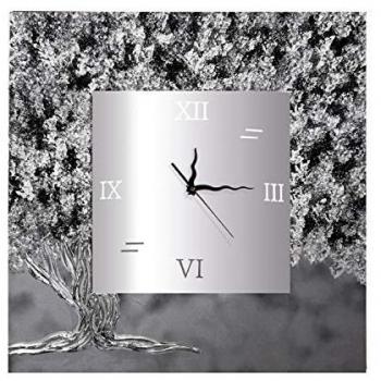 Reloj de Pared Artesanal Árbol Copa Plata 70x70 cm