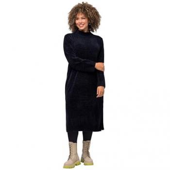 Ulla Popken Chenille-Midikleid für Damen, blau, Größe 46/48