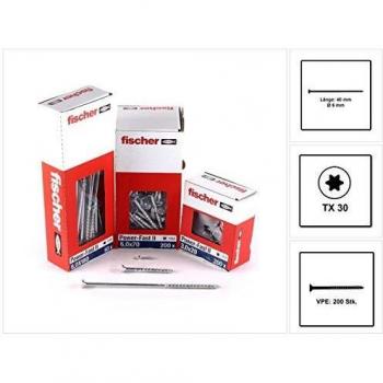 Vis Fischer PowerFast II FPF CTP 6,0×40 mm – Tête fraisée – Empreinte TX – 200 pièces