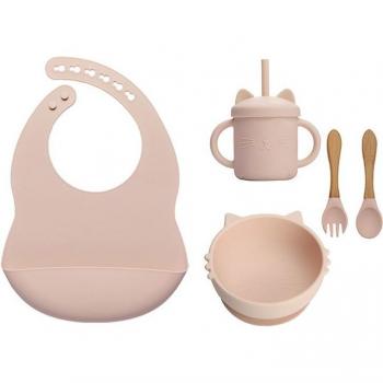 Set d’aliments bébé en silicone – 5 bols, assiette, tasses, couverts