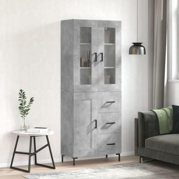 VidaXL Aparador alto madera contrachapada gris hormigón 69,5x34x180 cm