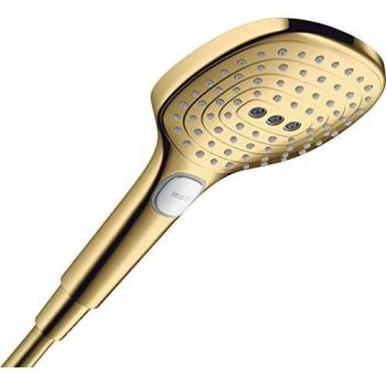 Hansgrohe Raindance Select E Duschkopf 120 mm – 3‑Jets, EcoSmart+ (6 l/min), poliertes Goldoptik, Artikelnummer 28729990