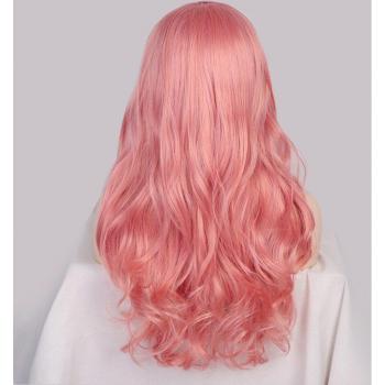 Peluca Larga de Pelo Sintético Rosa para Mujeres