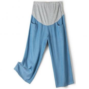 Casual Blue Maternity Crop Trousers