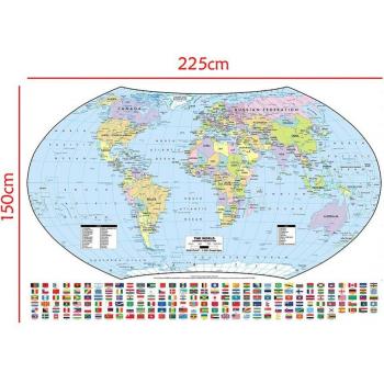 150x225cm Non-Woven World Map with Flags
