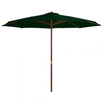 VidaXL 350 cm Green Garden Parasol with Wooden Base