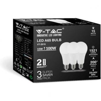 Pack 3 ampoules LED E27 15 W A65 3000 K