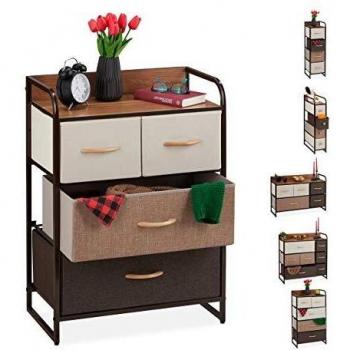 Armoires pliables relaxdays, 4 à 7 compartiments, support, chambre, commode nuit, 79 x 58 x 31,5 cm brun