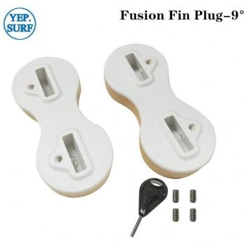 White 9-Degree SUP Surf Fin with FCS Plug and Key