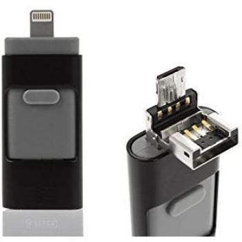 Memoria USB OTG 3 en 1, 16GB, Negro