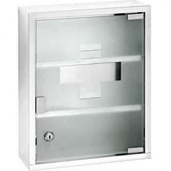 WENKO Medizinschrank Edelstahl mit Sicherheitsglas, 30 x 40 cm
