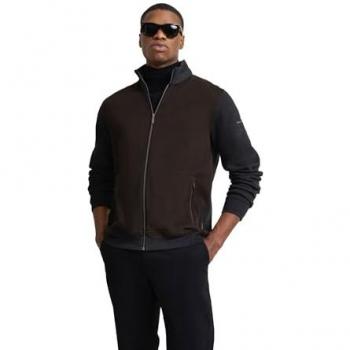 Herren Sweatjacke mit Hahnentrittmuster in braun