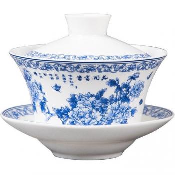 Blue and White Porcelain Puer Cup – 200ml Gaiwan