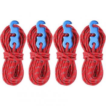4Pcs 3mm Reflective Guy Line Cord with Hook for Tent