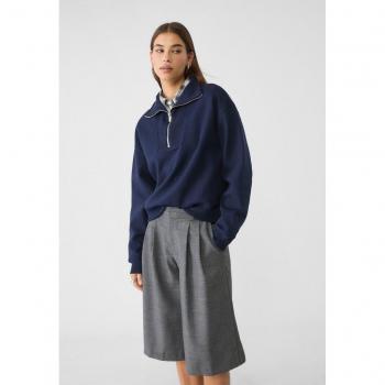 Felpa Stradivarius collo alto e cerniera Azzurro mare XL