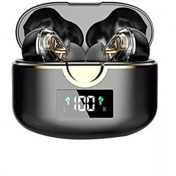 Casque sans fil Bluetooth 5.0 à double haut-parleur dynamique Noir