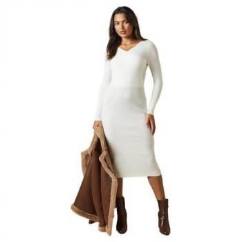 Ivory XL Women's Knit Wrap Front Midaxi Dress