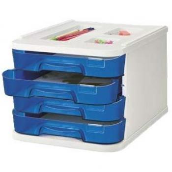 Mueble de Almacenamiento 4 Cajones Azul Fluor