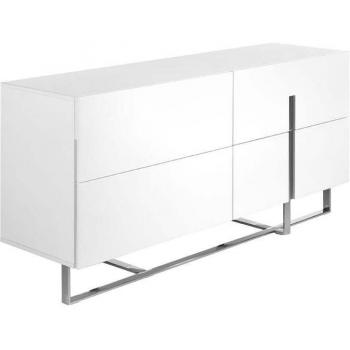 Angel Cerda White MDF Console Table with Stainless Chrome Legs