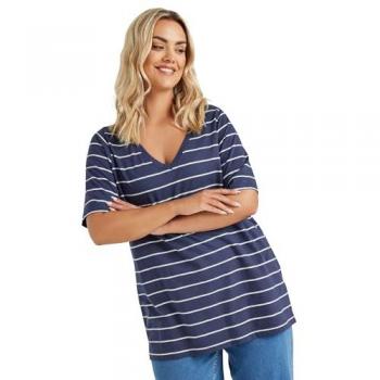 Hoodie léger Yours V-Neck bleu Rayé