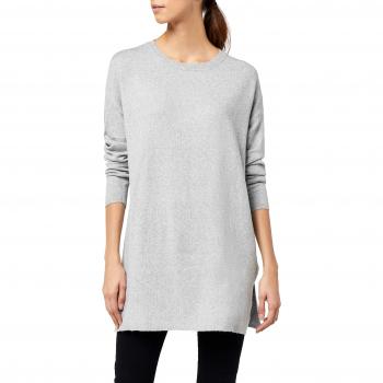 Vero Moda Blusa Larga de Manga Larga con Cuello Redondo para Mujer, Gris