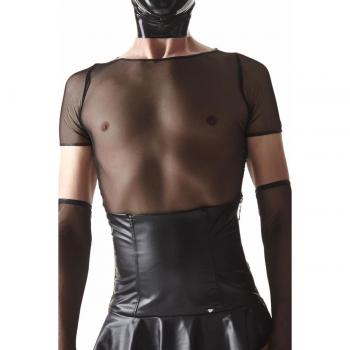 T-Shirt CRD008: Crossdresser‑Style, schwarzer Netzstoff