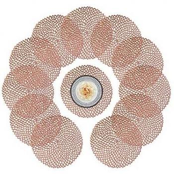 PVC Rose Gold Round Table Mat Set of 12