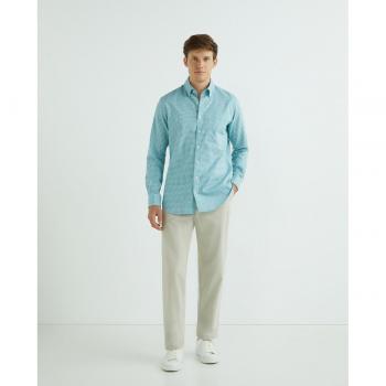Camisa Rushmore para hombre, fit regular, 100% algodón, diseño oxford cuadro marino, cuello con botón, puño arista, incluye bolsillo